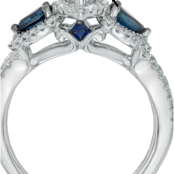 Size 5.5 Vera Wang Love Collection White Gold with Sapphires and Diamonds ring - Picture 4 of 6